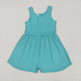 SR3023 baby girls blue green sleeveless Jumpsuit  yoga