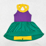 GSD1433  toddler girl clothes mardi gras girl summer yoga dress