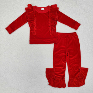 GLP2164  long sleeve Christma red Velvet outfits