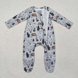 LR2098 cactus cowboy zip baby romper