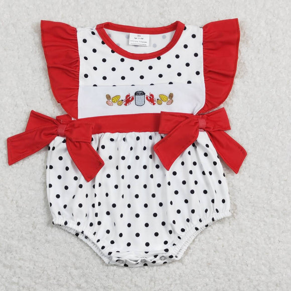 SR0742--  caryfish dot red embroidery girls bubble