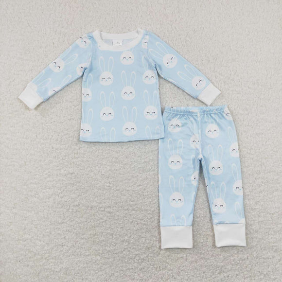 BLP0457--Light blue bunny kids boys easter pajamas