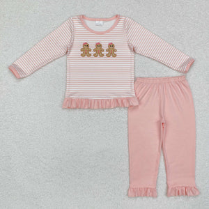 GLP1965 long sleeve Christmas gingerbread pink girls outfits