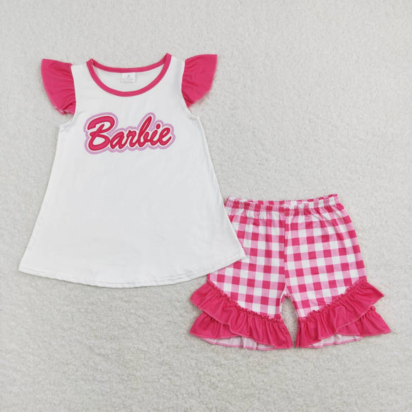 GSSO0477-- summer pink white short sleeve girl outfits
