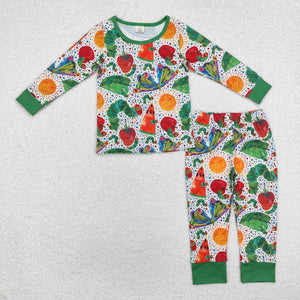 BLP0909 long sleeve caterpillar boy pajamas