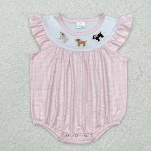 SR2073-long sleeve embroidered dog pink bubble