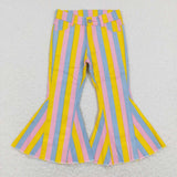 P0332-- yellow striped denim jeans