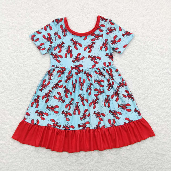 GSD0486-- Crayfish red lace short-sleeved dress