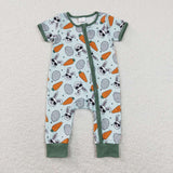 SR1014--Short sleeves carrot eggs bunny baby zipper easter romper