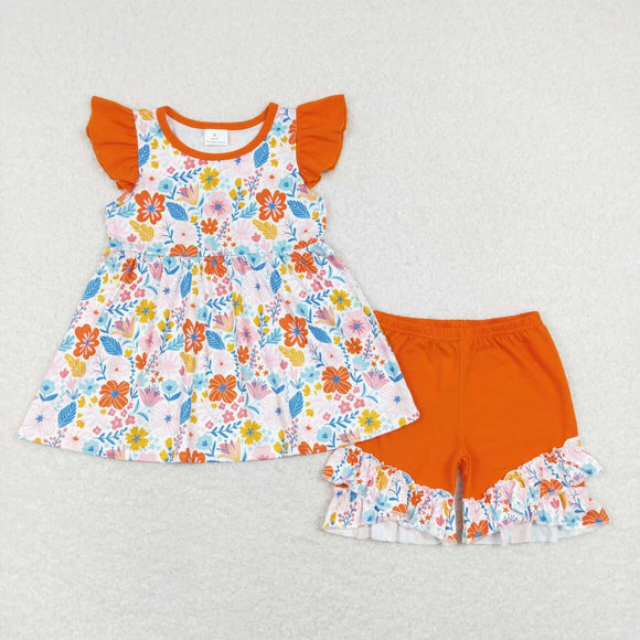 GSSO0510-- summer flower orange girls outfits