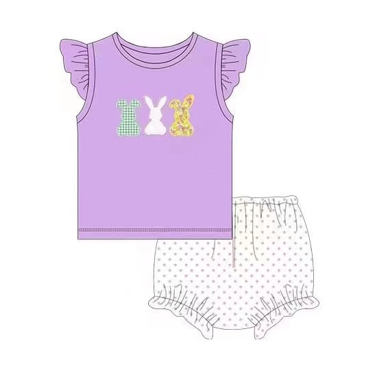 GBO0198--pre order Easter  bummies bunny purple outfits