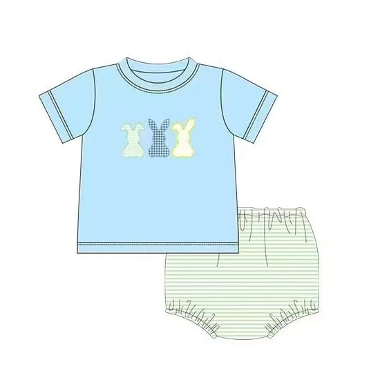 GBO0199--pre order Easter  bummies bunny blue outfits
