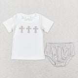 Matching Easter Embroidered cross kids clothing