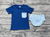 Short sleeves plaid pocket top bummies boys clothes