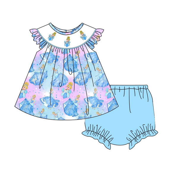 Light blue princess tunic bummies baby girls clothes