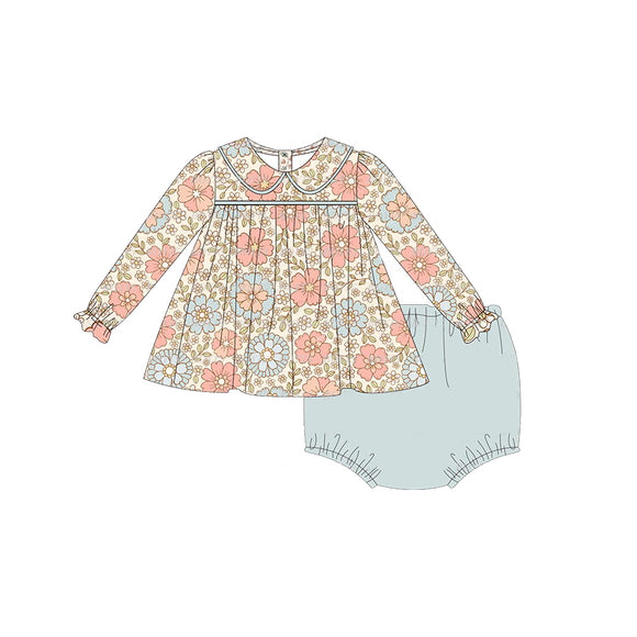 GBO0397 long sleeve floral tunic bummies baby girls clothing