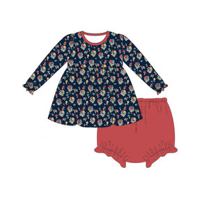 GBO0407 long sleeve floral red bummies baby girls clothing