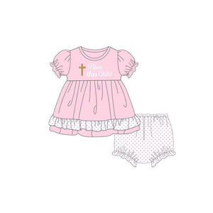 Pre-order GBO0454 Girls bless this child puff sleeve outfits(Deadline Dec.3)