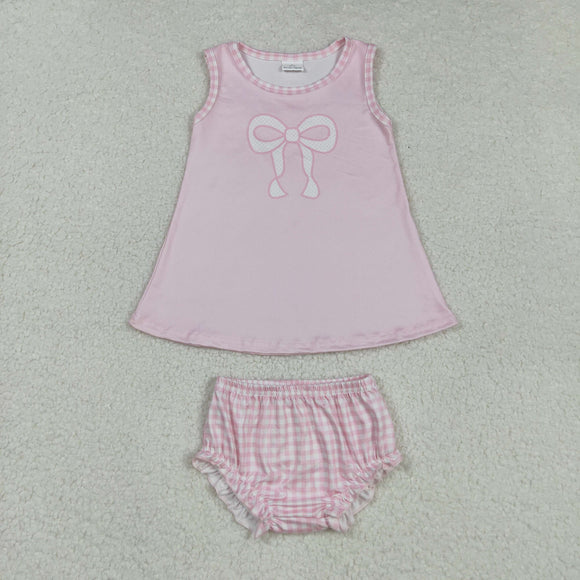 GBO0469 girls pink sleeveless checkered Bummies
