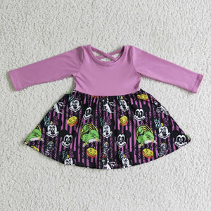 GLD0059 Halloween carytoon mouse purple girls dress