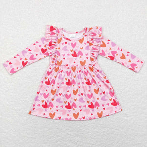GLD0460--Valentine's Day pink long sleeve dress