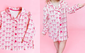 GLD0684 pre order long sleeve pink bow  night dress