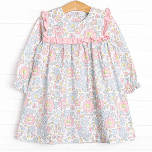 GLD0782  pre order long sleeve floral girls dress