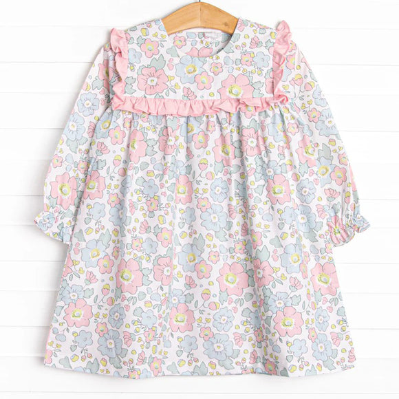 GLD0782  pre order long sleeve floral girls dress