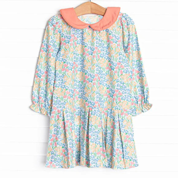 GLD0803  pre order long sleeve floral girls dress