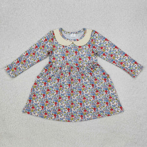 GLD0811  long sleeve floral girls dress