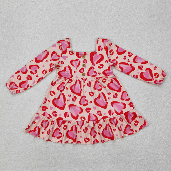 GLD0873 long sleeve Valentine's pink leopard dress