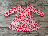 GLD0873 pre order long sleeve Valentine's pink leopard dress