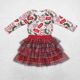 GLD0883 Christmas Santa red girls dress outfits