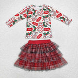 GLD0883 Christmas Santa red girls dress outfits