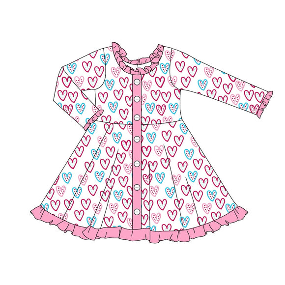 GLD0902 pre order long sleeve Valentine's days love pink dress