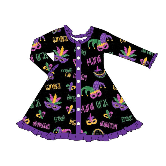 GLD0908 pre order long sleeve Mardi Gras dress