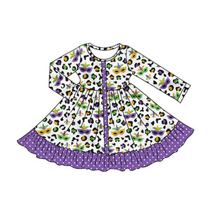 GLD0954 pre order long sleeve Mardi Gras purple dress