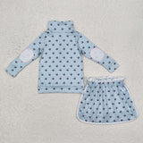 GLD0972 baby girl clothes blue flower toddler girl fall outfit