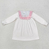 GLD0981 toddler clothes embriodery cross baby girl dress