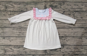 GLD0981 pre-order toddler clothes embriodery cross baby girl dress