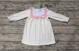 GLD0981 pre-order toddler clothes embriodery cross baby girl dress