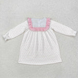 GLD0981 toddler clothes embriodery cross baby girl dress