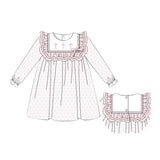 GLD0981 pre-order toddler clothes embriodery cross baby girl dress