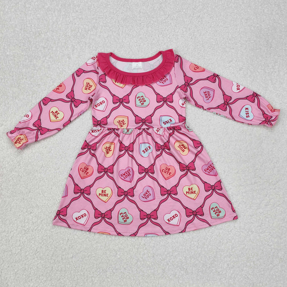 GLD0987 Valentine's Girls pink Dress Long Sleeves