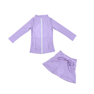 Pre-order GLD0993 baby Girls purple dress outfits ( Deadline Dec.27 )