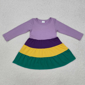 GLD0997 baby Girls Mardi Gras long sleeve Dress