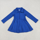 GLD1144 girls long sleeve zipper blue Dress yoga