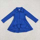 GLD1144 girls long sleeve zipper blue Dress yoga