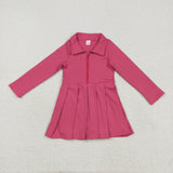 GLD1146 girls long sleeve zipper rose Dress yoga