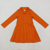 GLD1149 girls long sleeve zipper orange Dress yoga